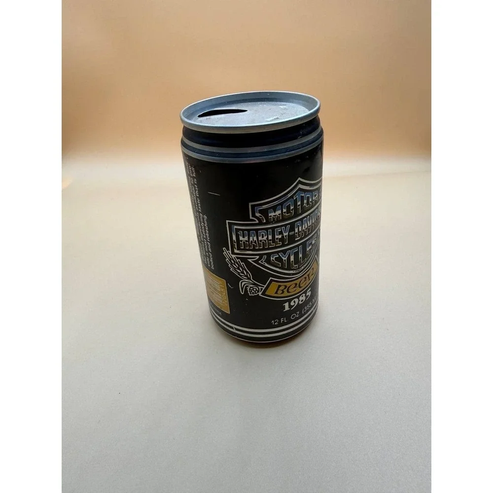 Vintage 1985 Harley-Davidson Beer Can Collectible Pabst Brewing Company Opened